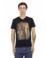 Short Sleeve V-Neck T-Shirt with Front Print L Men