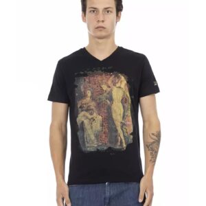 Short Sleeve V-Neck T-Shirt with Front Print L Men