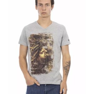 Short Sleeve V-Neck T-shirt with Front Print L Men