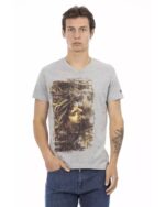 Short Sleeve V-Neck T-shirt with Front Print M Men