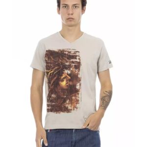 Short Sleeve V-Neck T-shirt with Front Print L Men