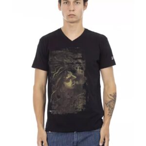 Front Print Short Sleeve V-neck T-shirt L Men