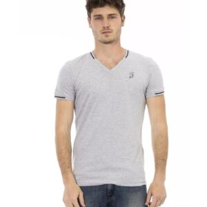 Short Sleeve T-shirt with V-neck and Print L Men