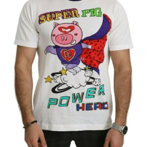 Authentic  Roundneck Short Sleeve T-shirt with Super Pig Motive 46 IT Men