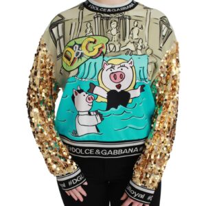 Crewneck Pullover Sweater with Year of the Pig Motive 36 IT Women