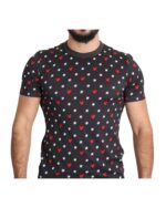 Gorgeous  Dark Gray Hearts Print T-Shirt 48 IT Men