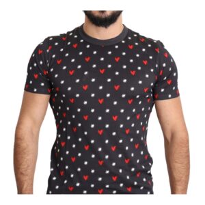 Gorgeous  Dark Gray Hearts Print T-Shirt 48 IT Men