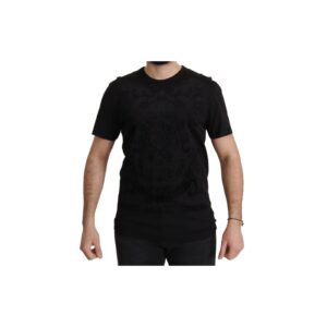 Authentic  Black Baroque Motive T-shirt 52 IT Men