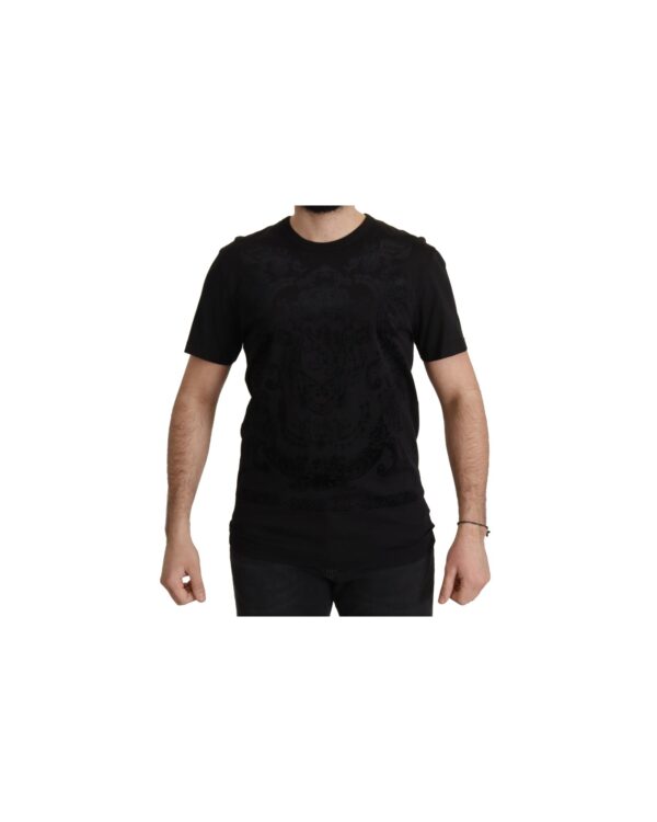 Authentic  Black Baroque Motive T-shirt 52 IT Men