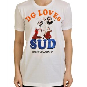 Crew Neck T-shirt with DG LOVES SUD Motive 36 IT Women