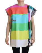 Sleeveless Blouse with Multicolor TV Print 36 IT Women