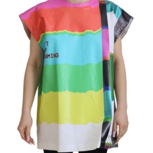 Sleeveless Blouse with Multicolor TV Print 36 IT Women