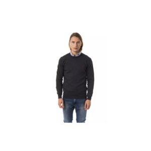 Embroidered Crew Neck Sweater made from Extrafine Wool Merinos Fabric S Men