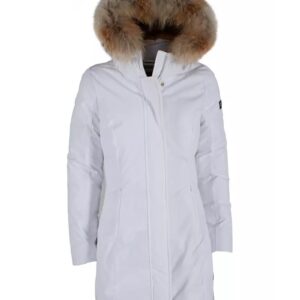 Womens Technical Fabric Jacket with Goose Down Filling and Fur Hood L Women