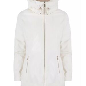 Technical Fabric Down Jacket with High Collar and Zip Closure L Women