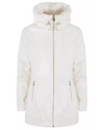 Technical Fabric Down Jacket with High Collar and Zip Closure M Women