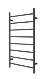 Premium Matte Black Heated Towel Rack - 8 Bars  Round Design  AU Standard  1000x620mm Wide