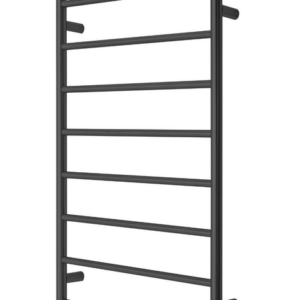 Premium Matte Black Heated Towel Rack - 8 Bars  Round Design  AU Standard  1000x620mm Wide