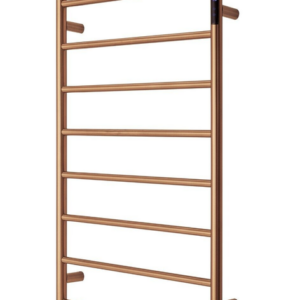 Premium Brushed Rose Gold Heated Towel Rack with LED control- 8 Bars  Round Design  AU Standard  1000x620mm Wide