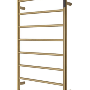 Premium Brushed Gold Heated Towel Rack with LED control- 8 Bars  Round Design  AU Standard  1000x620mm Wide