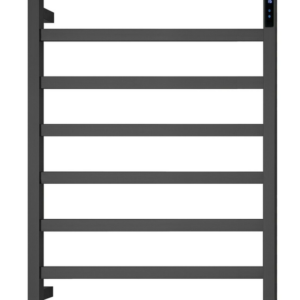 Premium Matte Black Heated Towel Rack with LED- 8 Bars  Square Design  AU Standard  1000x620mm Wide