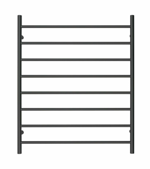 Premium Matte Black Heated Towel Rack - 8 Bars  Round Design  AU Standard  1000x850mm Wide