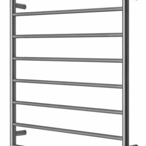 Premium Brushed Nickel Heated Towel Rack - 8 Bars  Round Design  AU Standard  1000x850mm Wide