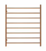 Premium Brushed Rose Gold Heated Towel Rack - 8 Bars  Round Design  AU Standard  1000x850mm Wide