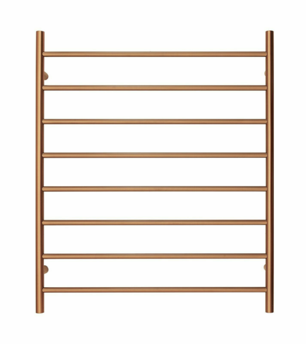 Premium Brushed Rose Gold Heated Towel Rack - 8 Bars  Round Design  AU Standard  1000x850mm Wide