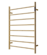 Premium Brushed Gold Heated Towel Rack with LED control- 8 Bars  Round Design  AU Standard  1000x850mm Wide