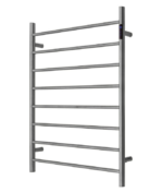 Premium Gunmetal Heated Towel Rack with LED control - 8 Bars  Round Design  AU Standard  1000x850mm Wide