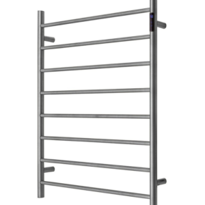 Premium Gunmetal Heated Towel Rack with LED control - 8 Bars  Round Design  AU Standard  1000x850mm Wide