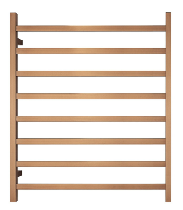 Premium Brushed Rose Gold Heated Towel Rack - 8 Bars  Square Design  AU Standard  1000x850mm Wide