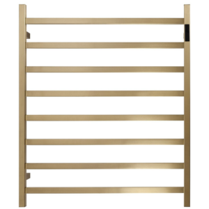 Premium Brushed Gold Heated Towel Rack With LED control- 8 Bars  Square Design  AU Standard  1000x850mm Wide