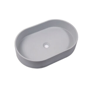 Ultra Modern Concrete Cement Wash Basin Counter Top Matte Light Gray Oval Basin