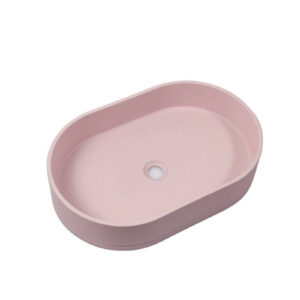 Ultra Modern Concrete Cement Wash Basin Counter Top Matte Pink Oval Basin