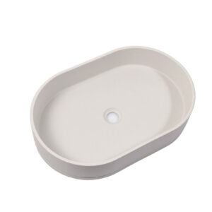 Ultra Modern Concrete Cement Wash Basin Counter Top Matte White Oval Basin