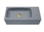 New Concrete Cement Wash Basin Counter Top Matte Dark Grey Wall Hung Curved Basin