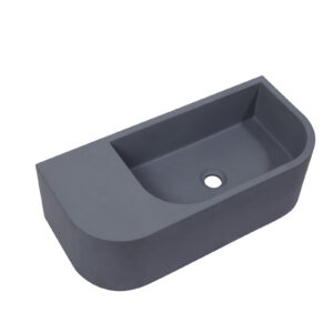 New Concrete Cement Wash Basin Counter Top Matte Dark Grey Wall Hung Basin