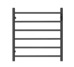 Premium Matte Black Heated Towel Rack with LED control- 6 Bars  Round Design  AU Standard  650x620mm Wide