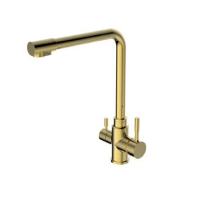 2023 Brushed Brass Gold L shape 3 way filter water kitchen mixer tap faucet Stainless steel Made PVD plated