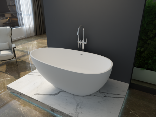 Medium Size Egg Shaped Cast stone - Solid Surface Bath 1600mm length