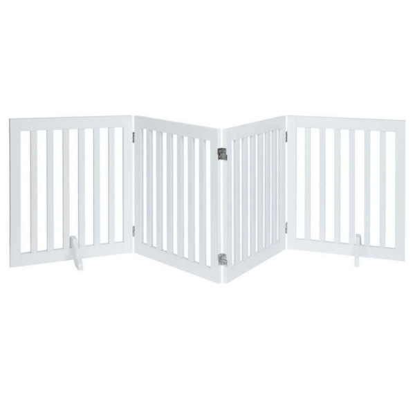 Four Panel Freestanding Dog Gate  White