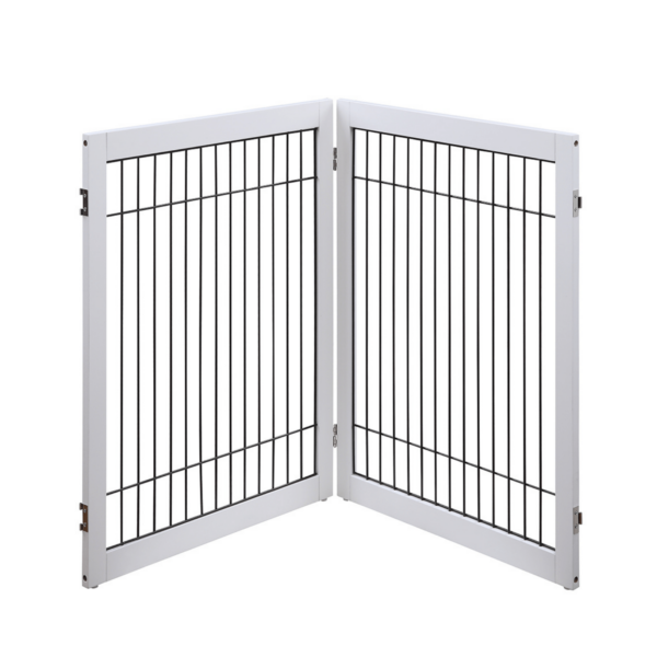 Wooden Dog Pen and Pet Gate Two-Panel Extension  White