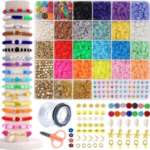 20 Colours 5300pcs Clay Heishi Beads Jewellery Making Kit Smiley Face Clay Flat Beads