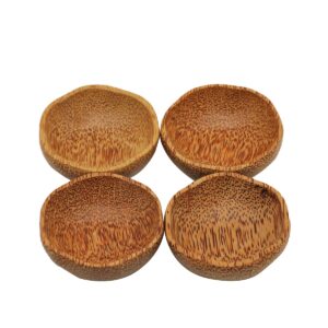 Set of 4 Coconut Wooden Plum Bowl 15cm Natural