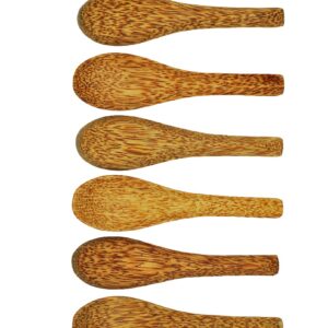 Set of 6 Dinning Coconut wooden Soup Spoons Natural