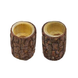 Set of 2 Wooden Natural Egg Cup Natural