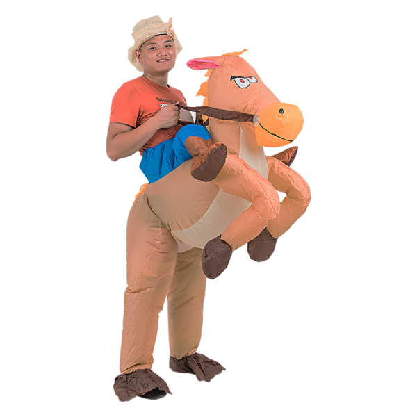 Inflatable Cowboy Costume Fan Operated Lightweight One Size Terylene Suit