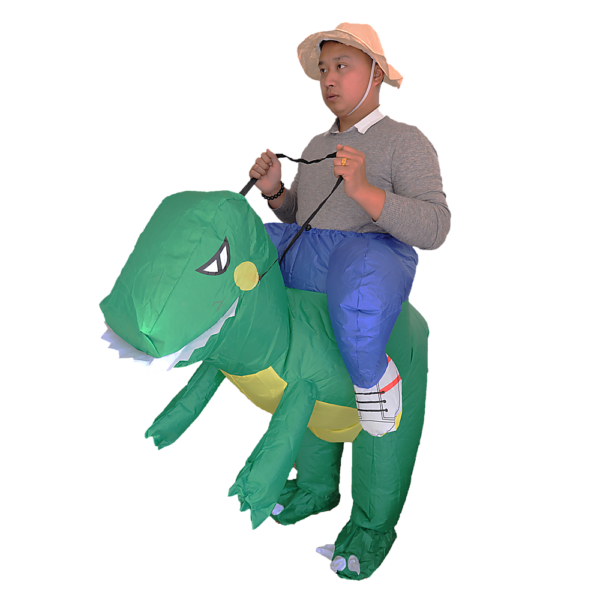 Inflatable Dino Rider Costume Fan Operated Lightweight One Size Terylene Suit